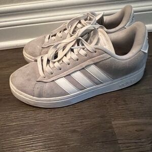 adidas Suede Sneakers in Light Gray and White